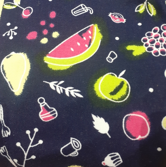 Cynthia Rowley Women's Size Small Fruit Print Jersey Knit Bath Robe in Blue - Picture 3 of 5